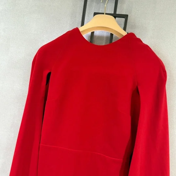 Elegant Red Cape Sleeve Wedding Dress - Picture 5 of 7